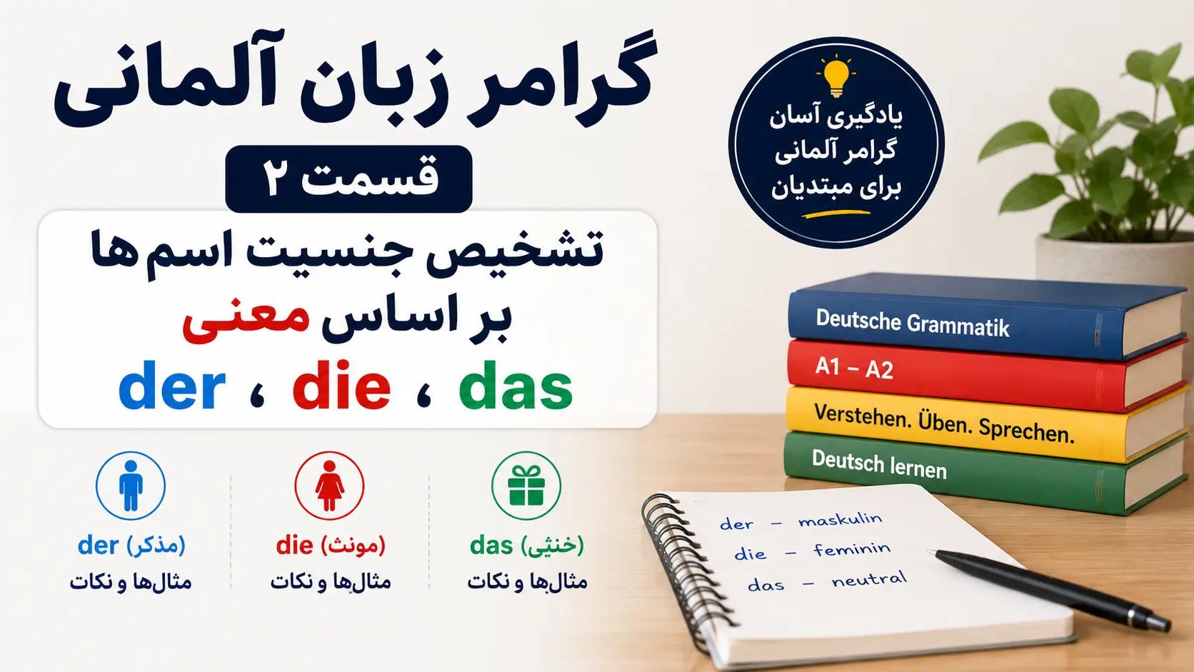 گرامر زبان آلمانی – قسمت ۲: تشخیص جنسیت اسم‌ها بر اساس معنی (der، die، das)
